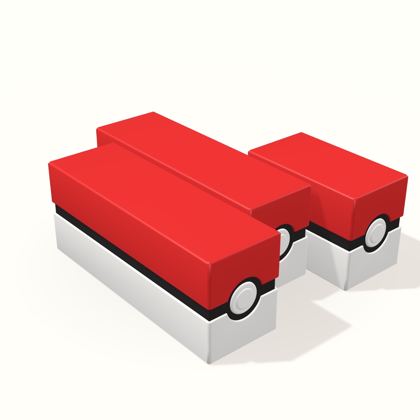 3D printed red and white card storage boxes