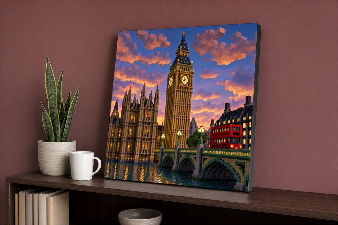 Big Ben London Pixel Art Canvas