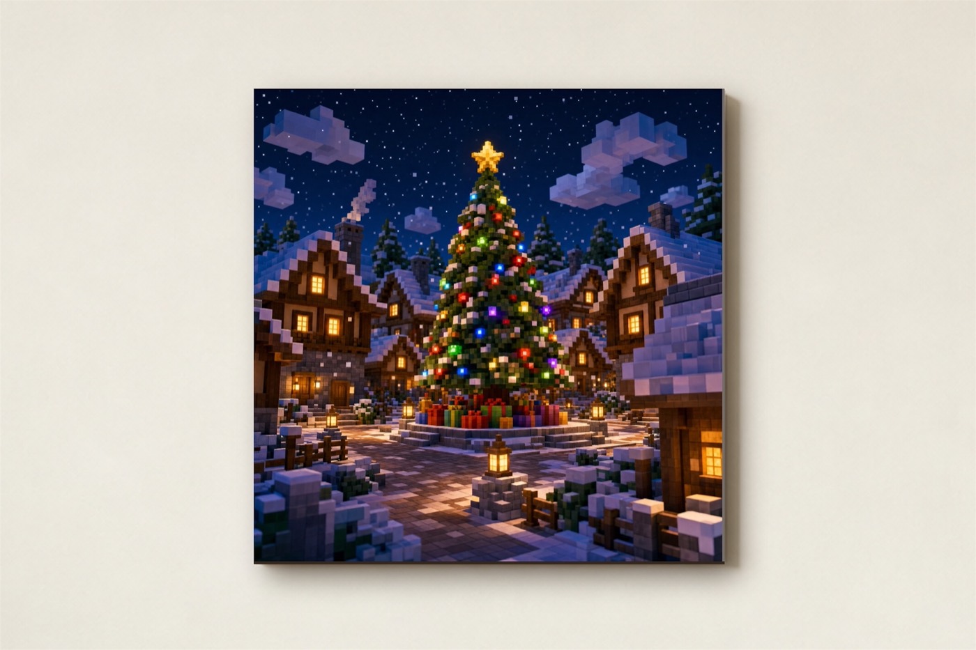 Christmas Village Pixel Art Canvas