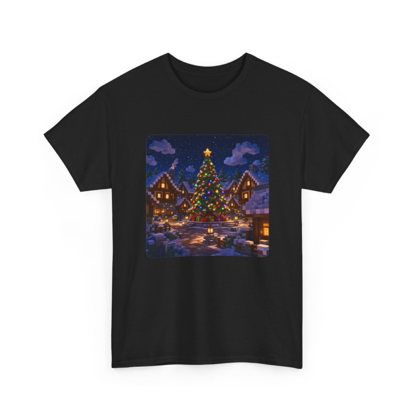Christmas Village Pixel Art T-Shirt