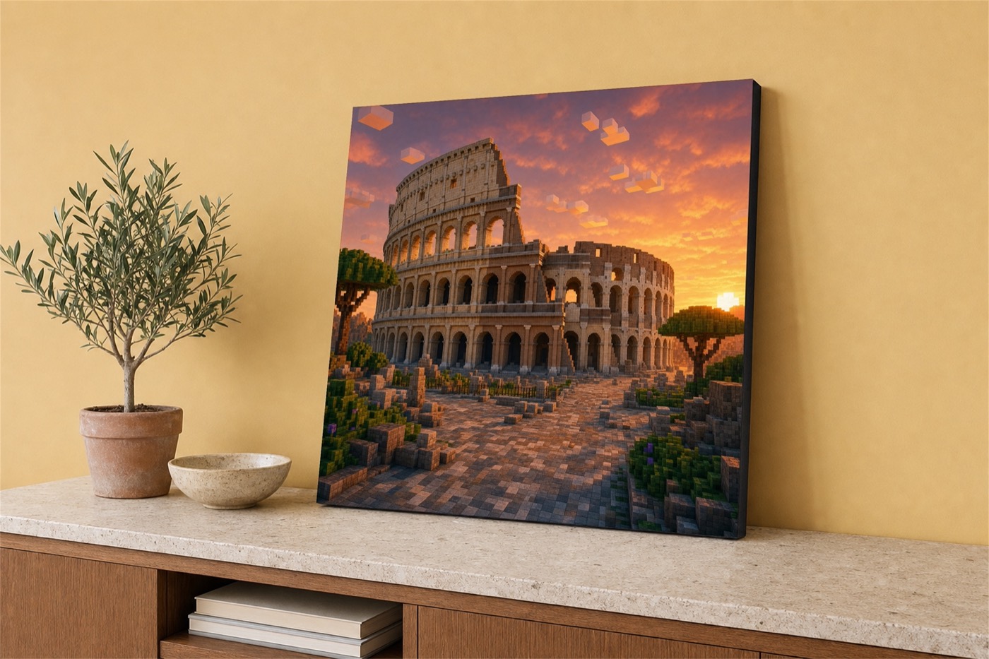 Colosseum Rome Pixel Art Canvas