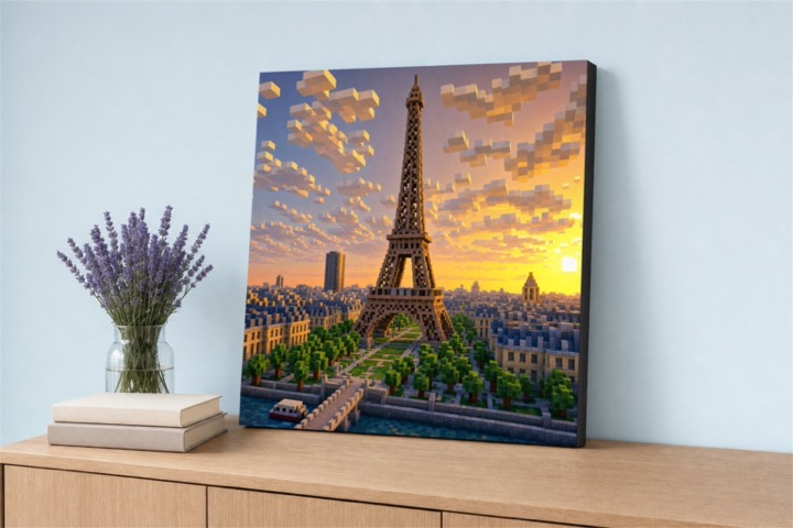 Eiffel Tower Pixel Art Canvas