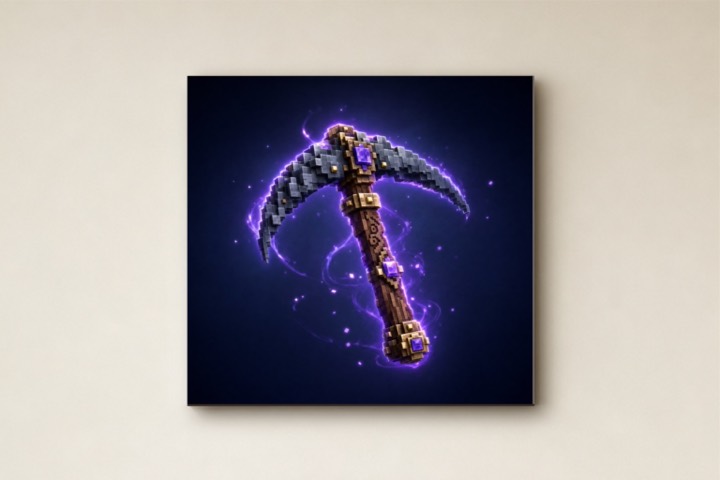 Enchanted Pickaxe Pixel Art Canvas