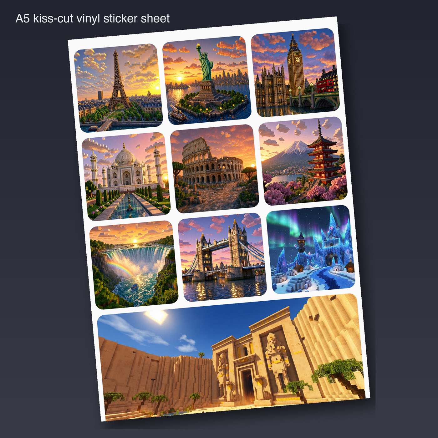 Pixel Art Landmark Sticker Sheet