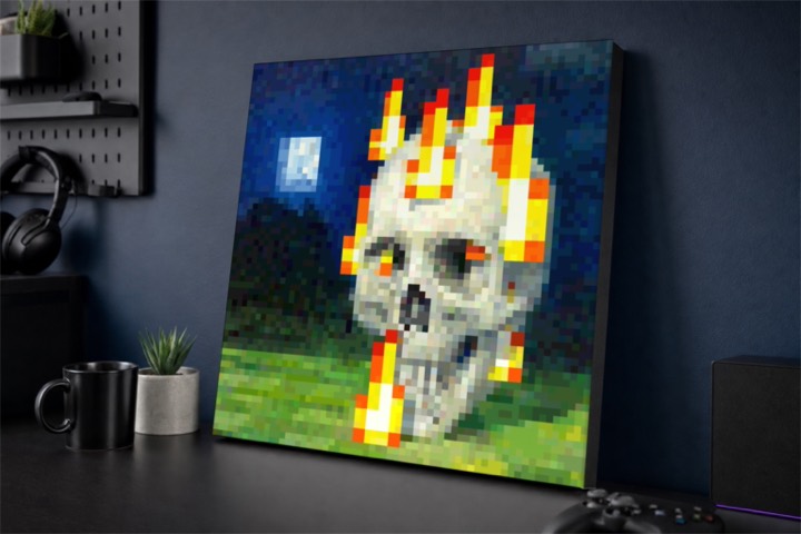 Skull on Fire Painting Canvas