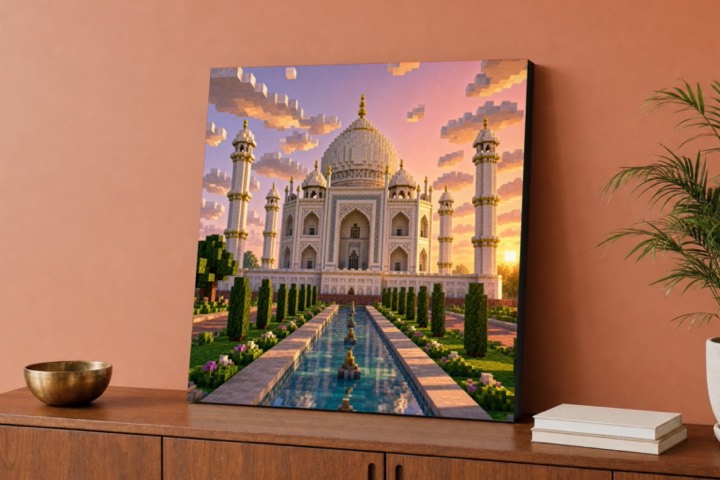 Taj Mahal Pixel Art Canvas